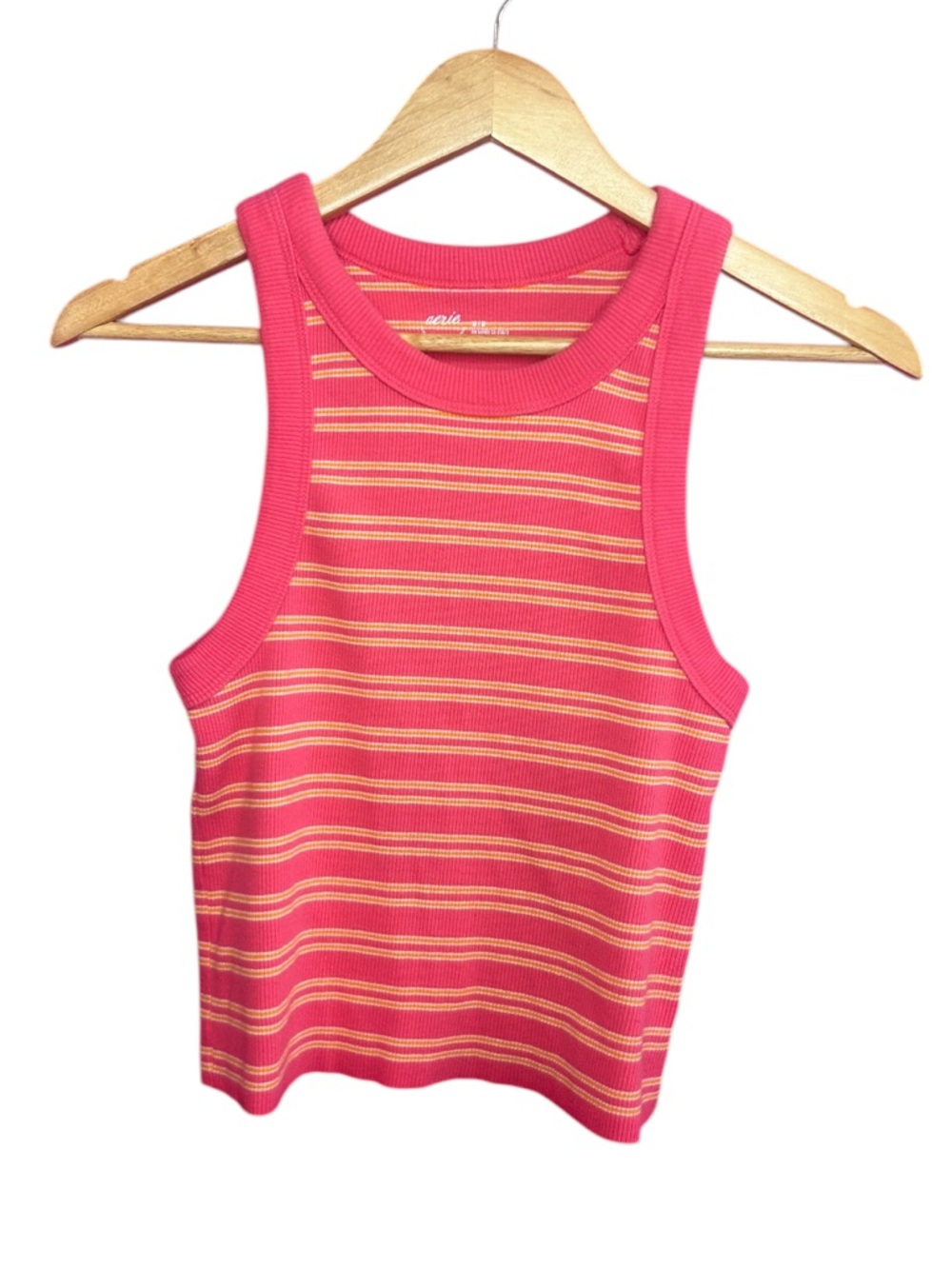Aerie Free Spirit Ribbed Tank Top Pink and Orange Stripes Medium